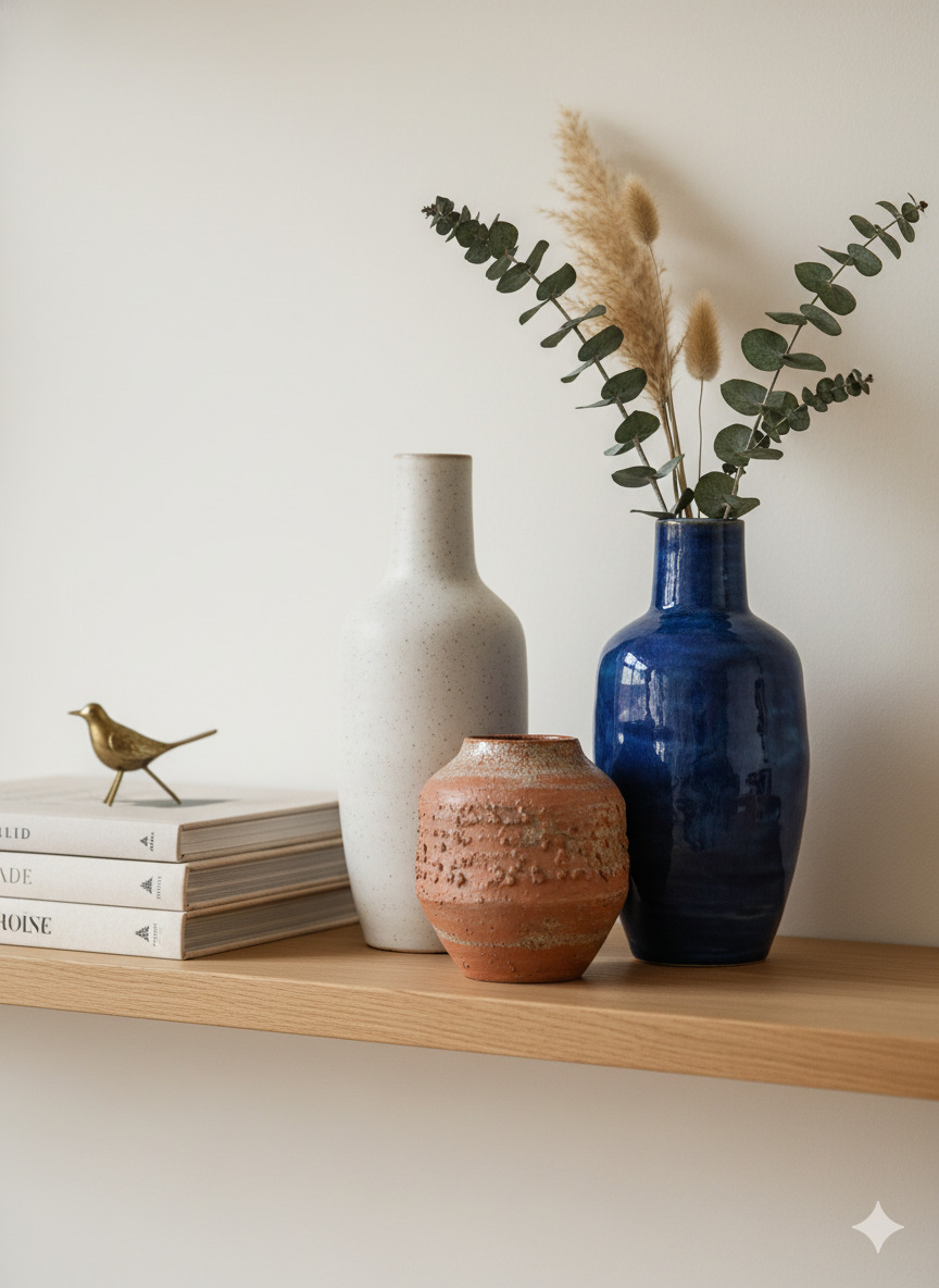 Artisan ceramic vase set for home decor